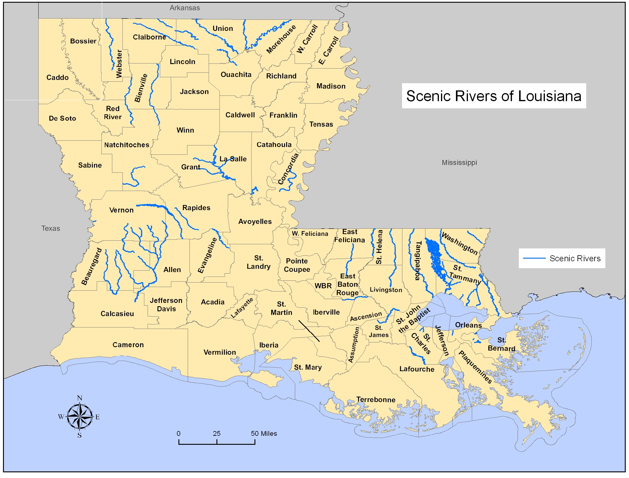 Scenic Rivers Descriptions and Map | Louisiana Department of Wildlife and Fisheries