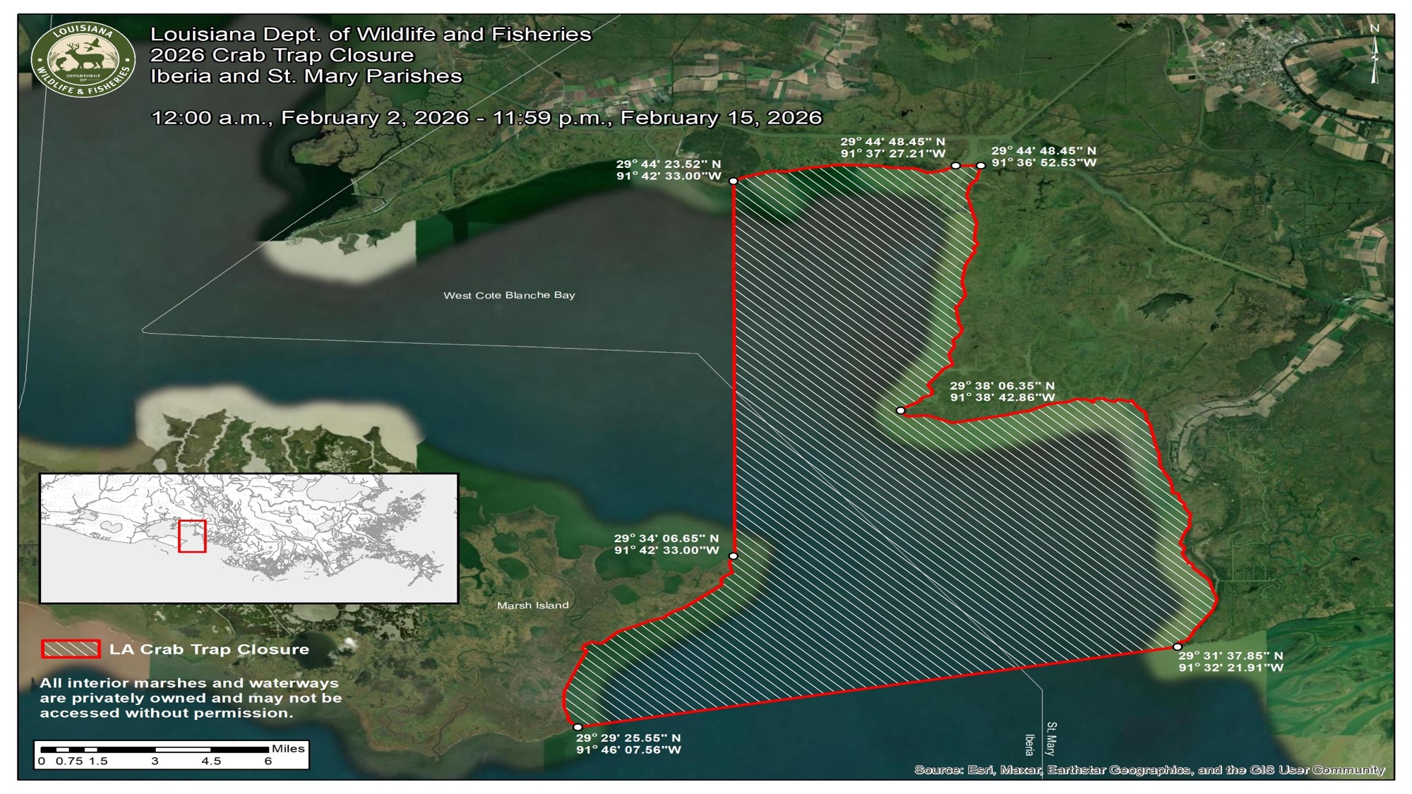 Vermiliion Teche DCTR map derelict closure map